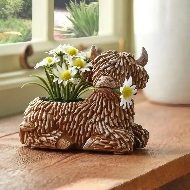 Decorative Highland Cow Planter