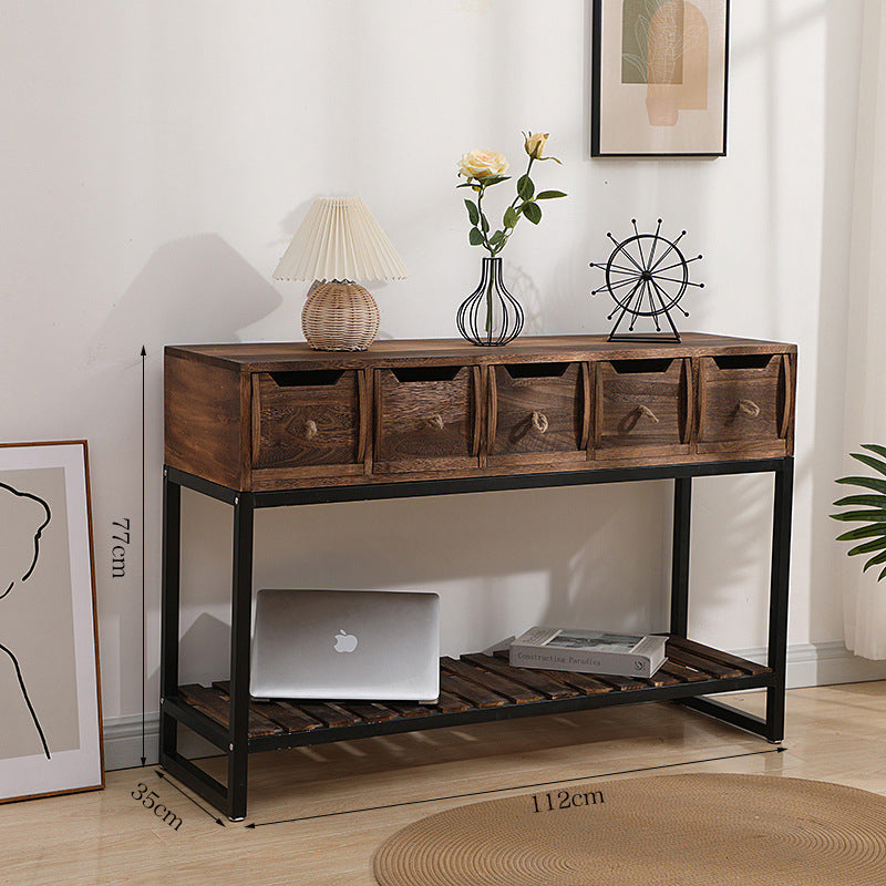 Rustic Wooden Console Table with Storage