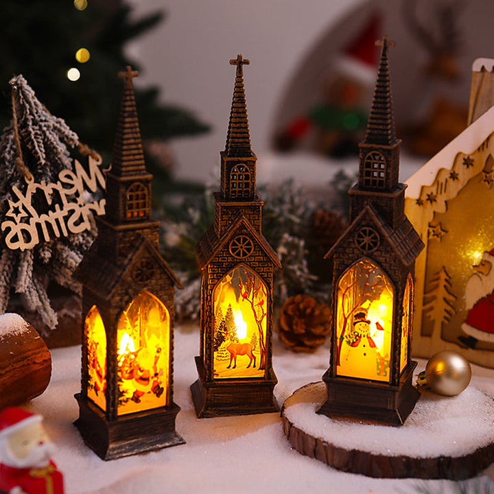 Nostalgic Christmas lantern with movable Santa motif