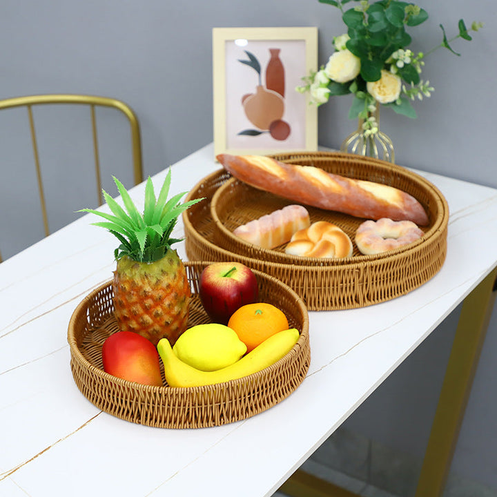 Round Artisan Woven Serving Tray