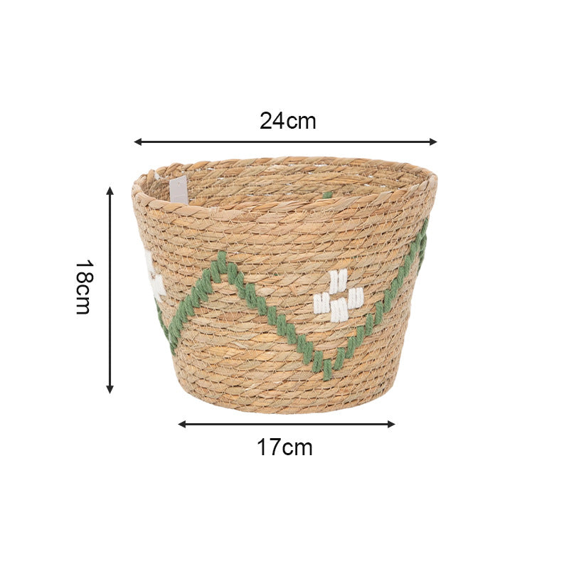 Handwoven decoration basket with colorful pattern