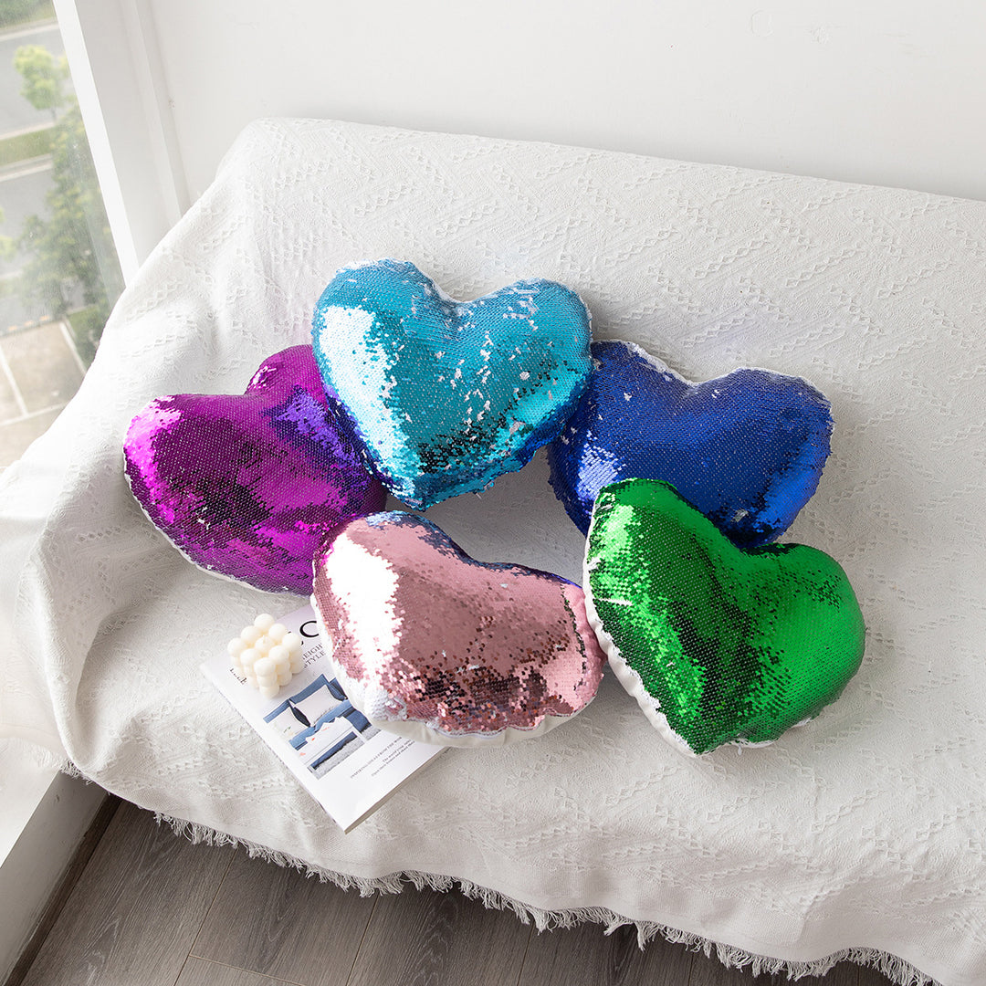 Heart-Shaped Sequin Throw Pillow