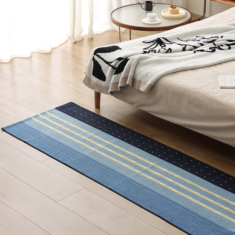 Flat woven bed runner and carpet runner with vibrant checked design