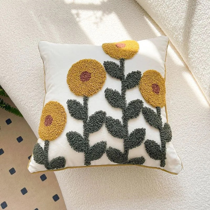 Textured Floral Accent Throw Pillow
