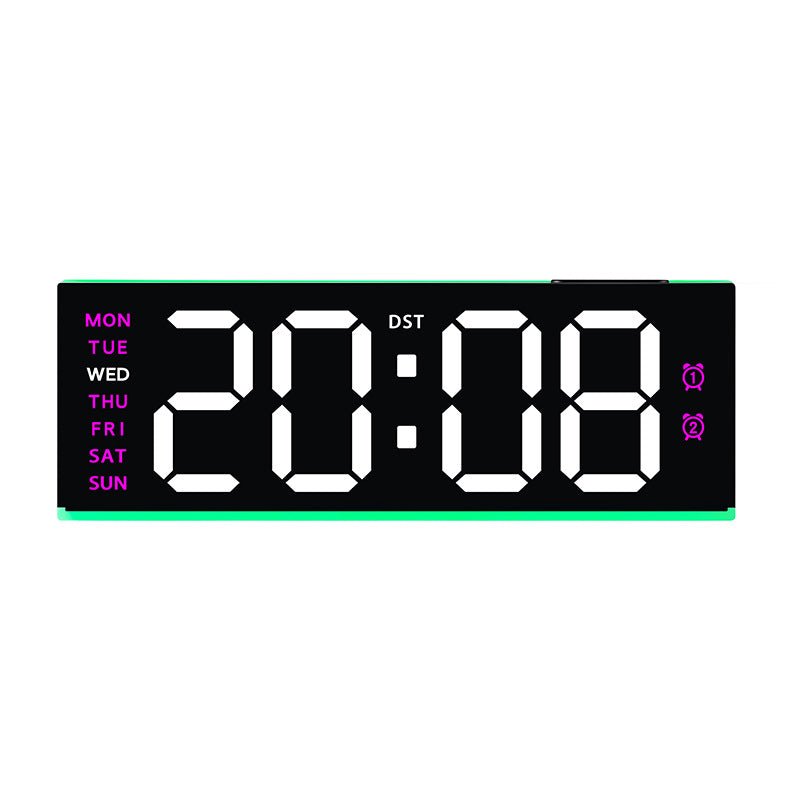 Digital alarm clock with large LED display and multifunctional alarm functions