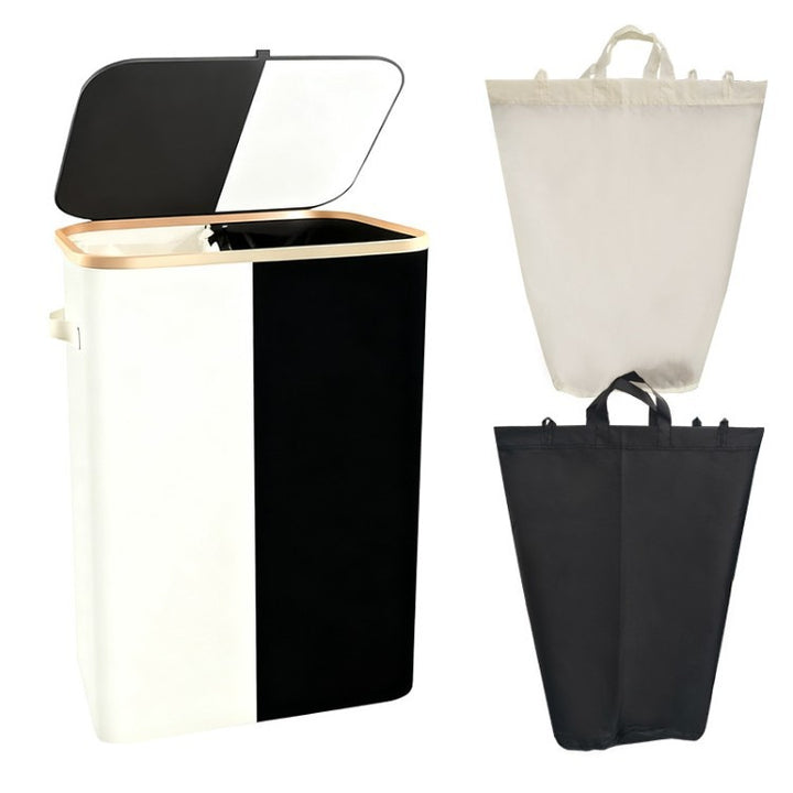 Laundry separation system with bamboo lid and multiple compartments