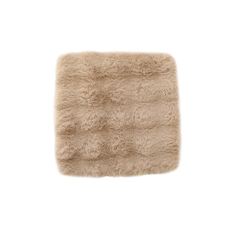 Square luxurious faux fur floor seat cover with dense long pile