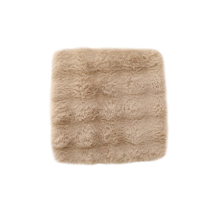 Square luxurious faux fur floor seat cover with dense long pile