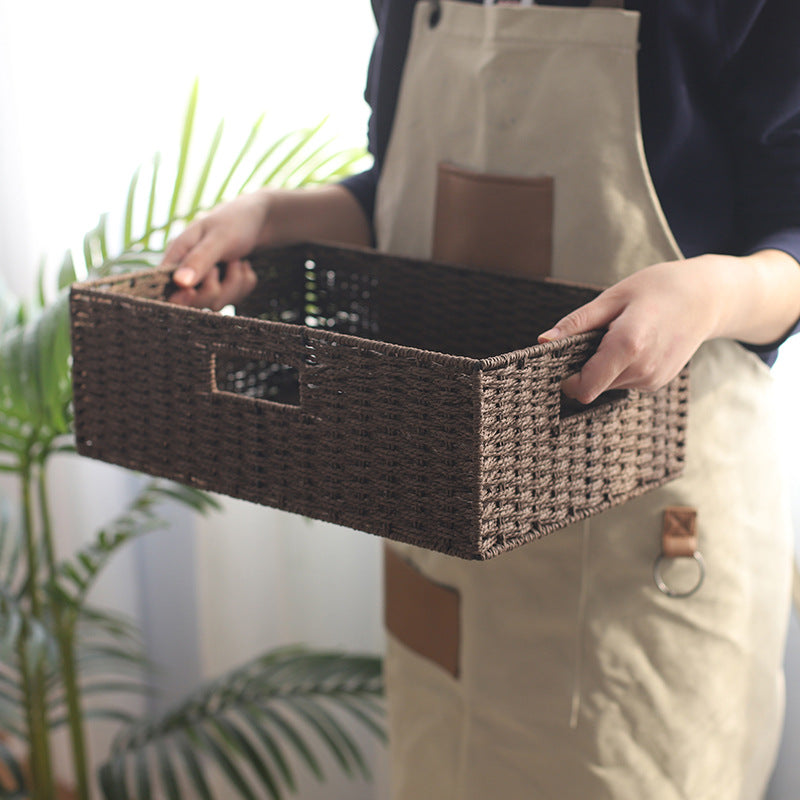 Fabric-Lined Woven Storage Basket