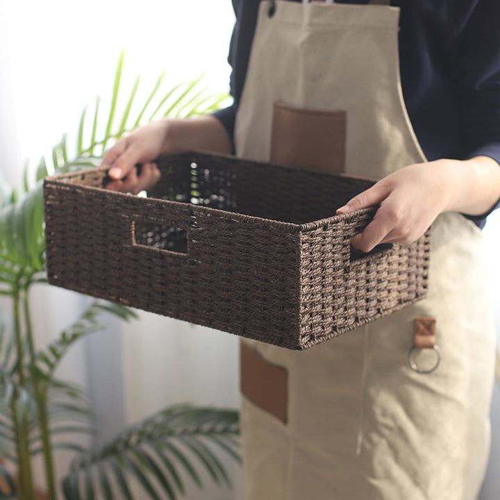 Fabric-Lined Woven Storage Basket
