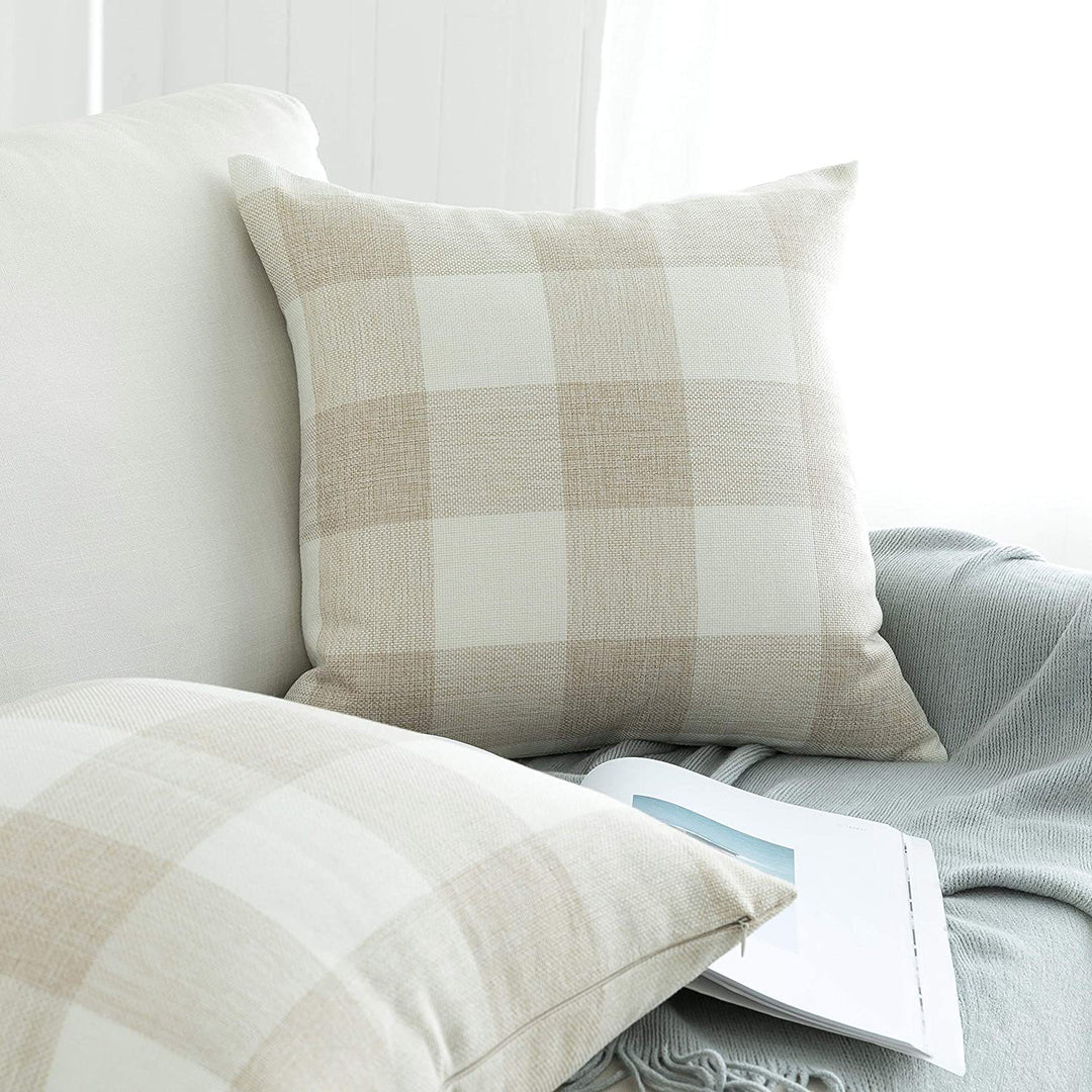 Buffalo Check Cotton Canvas Square Throw Pillow Covers Set