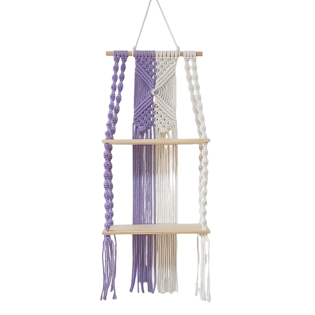 Macramé Wall Shelf with Multi-Tiered Design
