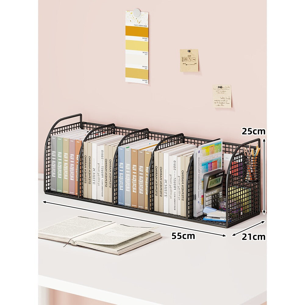 Mesh Desk Tidy with Triple Vertical Compartments for Files & Office Supplies