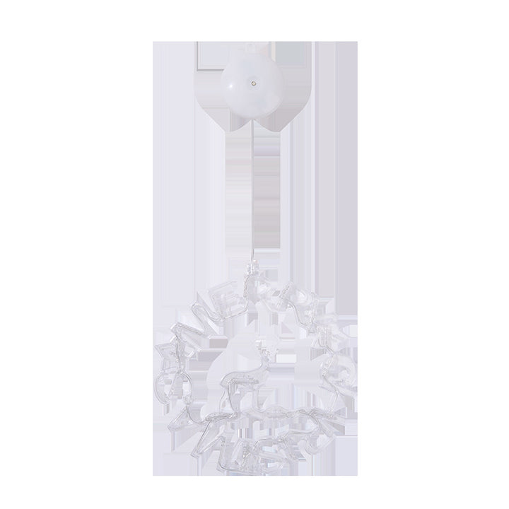 Festive Warm White LED Hanging Window Ornament Set with Reindeer Star Tree Wreath