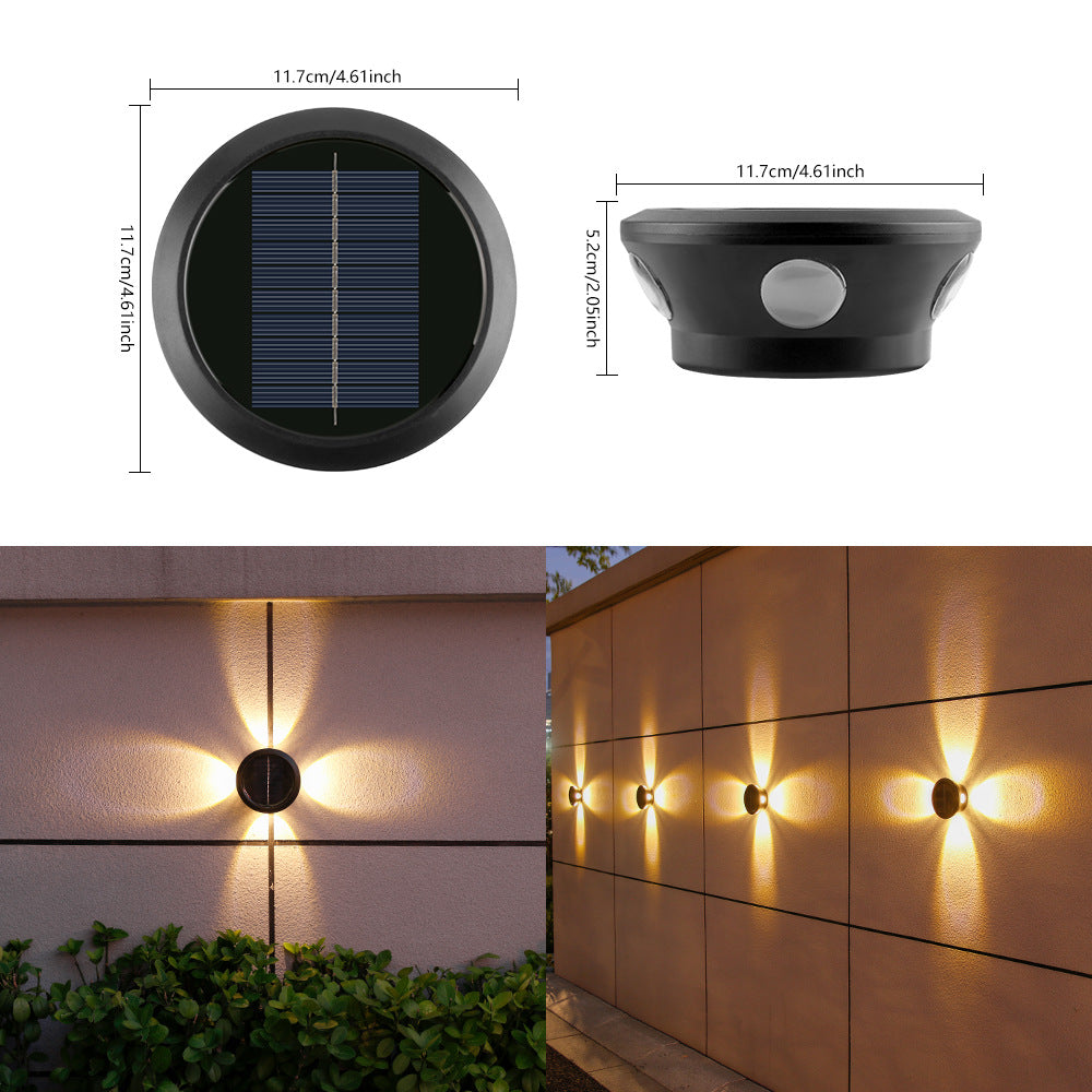 Outdoor Solar Wall Sconce Multi-Beam Decorative LED Accent Light