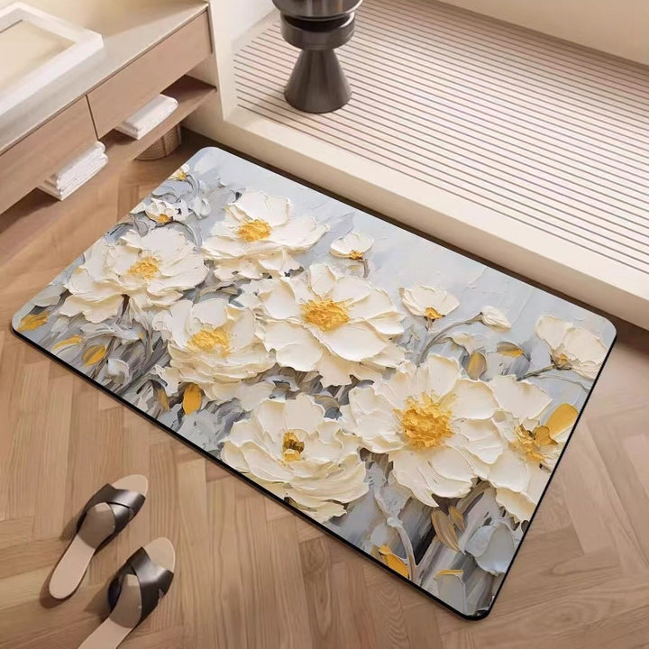 Luxury Textured Floral Bath Mat