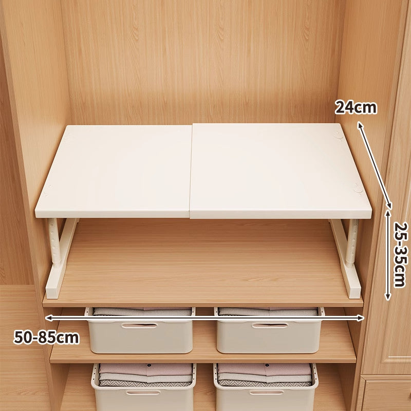 Adjustable Foldable Wardrobe Shelf Organizer with Height-Adjustable Support