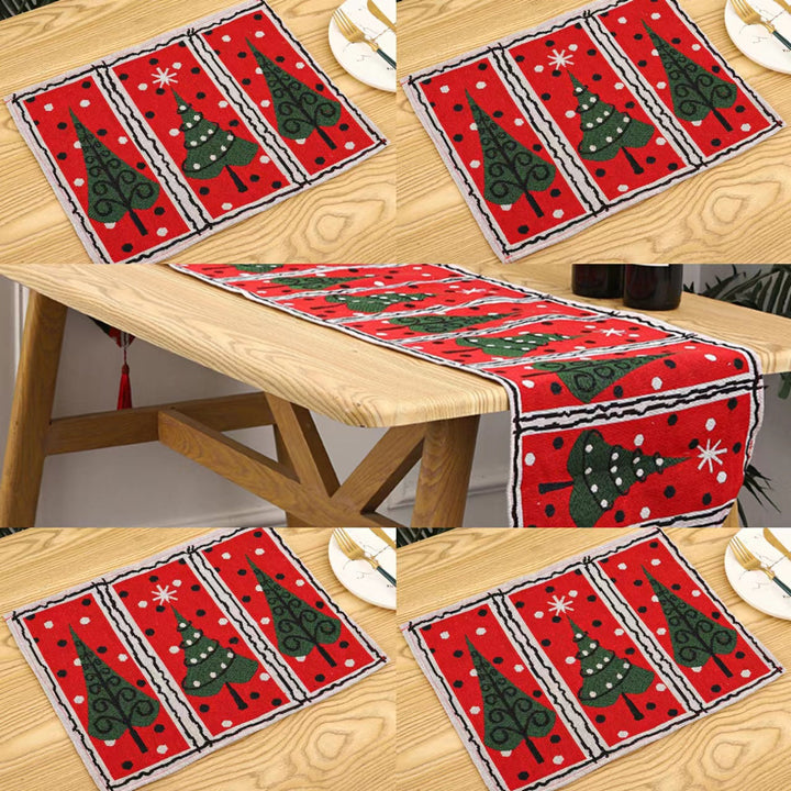Festive tablecloth with Christmas tree motif