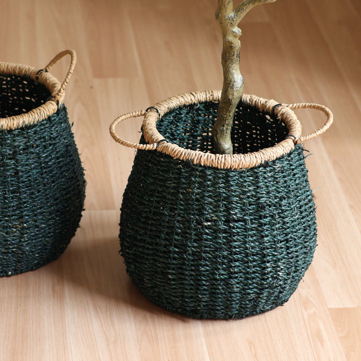 Handcrafted storage basket with natural details