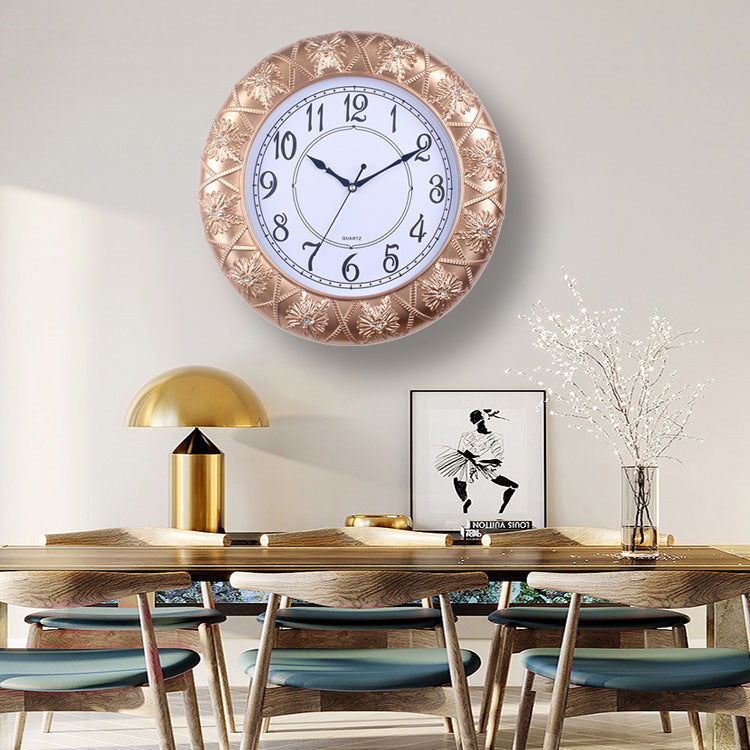 Elegant Wall Clock with Filigree Flower Design