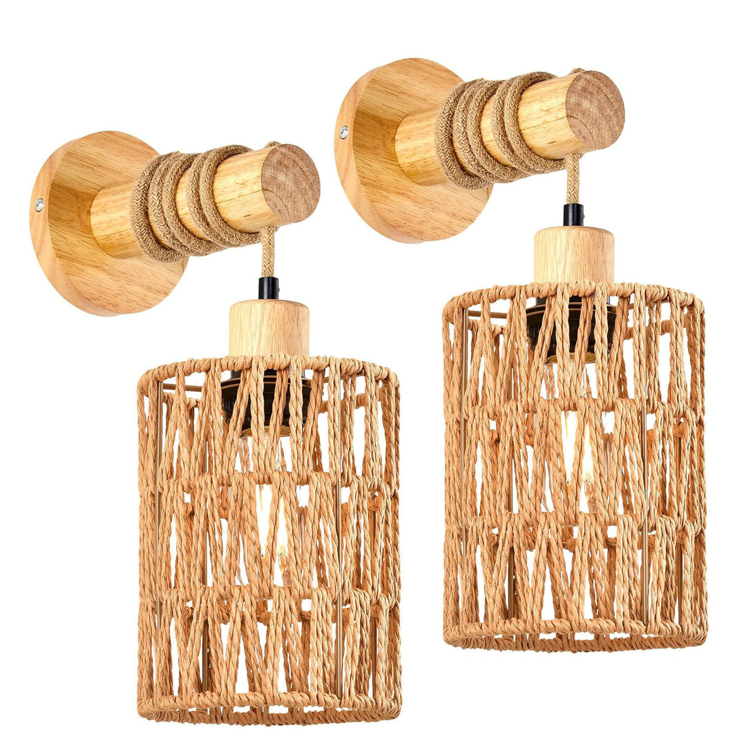 Rustic Woven Wall Light Fixture