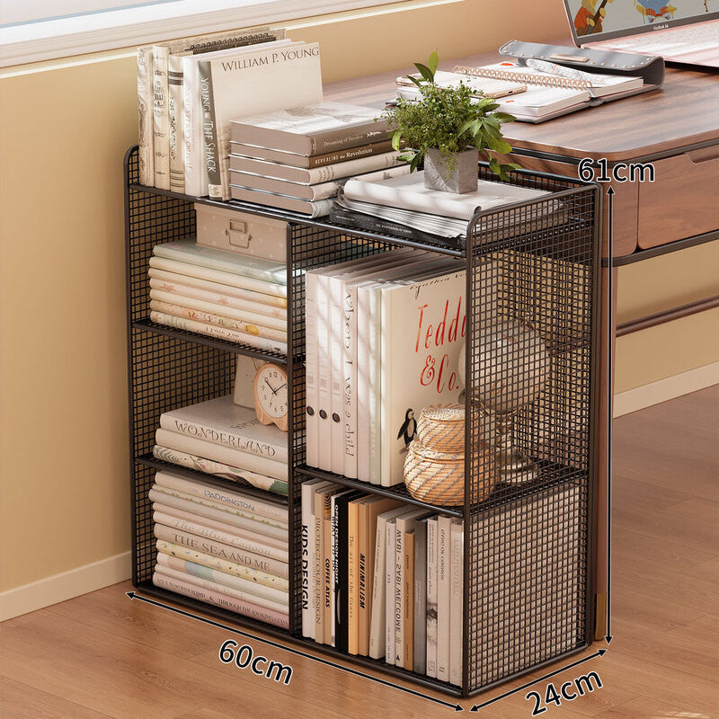 Modern Wire Grid Bookshelf Organizer