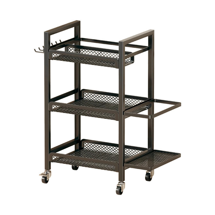 Rolling Three-Tier Metal Mesh Fitness Gear Organizer Cart with Locking Swivel Casters