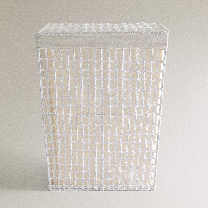 Modern laundry basket with embroidered pattern