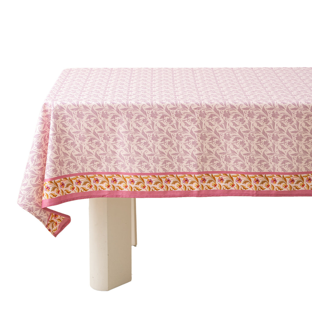 Rectangular tablecloth in country house style made of cotton blend fabric with floral all-over print
