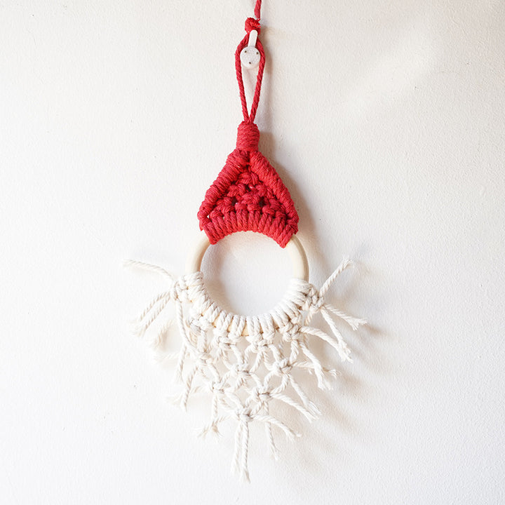 Macramé Decorative Wall Hanging with Circular Wooden Ring