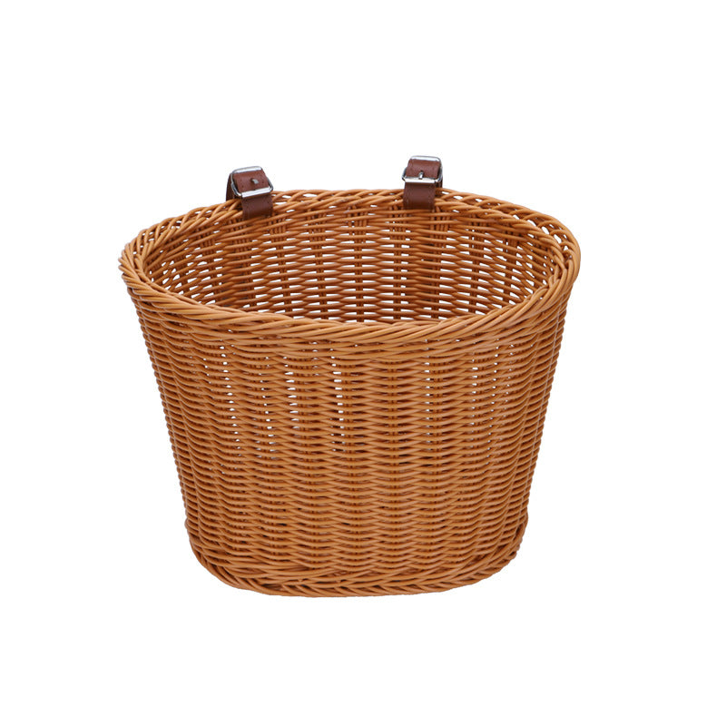 Woven Storage Basket with Leather Straps