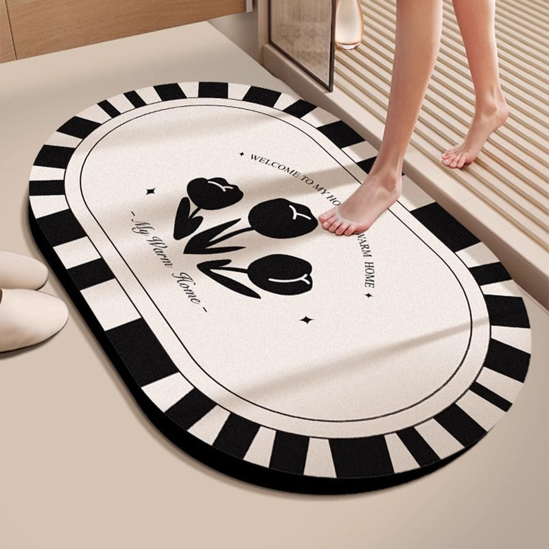 Decorative Floral Embossed Bath Mat