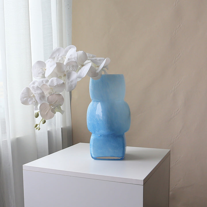 Ceramic Stacked Sculptural Centerpiece Vase with High-Gloss Glaze