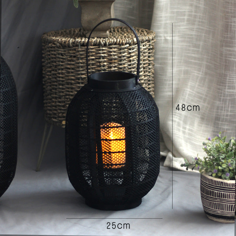Elegant metal lantern with net design