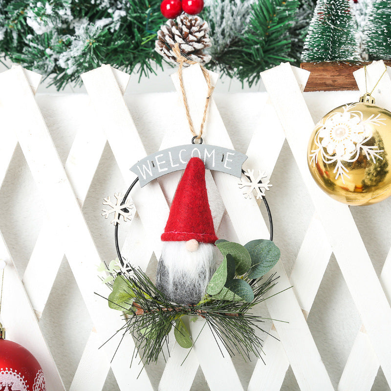 Decorative Christmas wreath with gnome motif