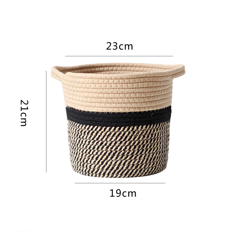 Decorative laundry basket made of woven material