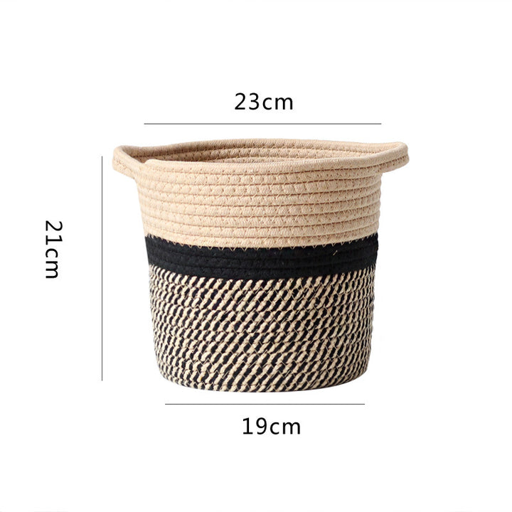Decorative laundry basket made of woven material