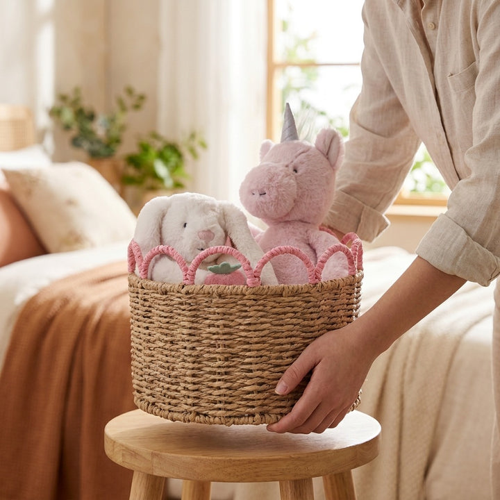 Decorative storage basket with wave pattern