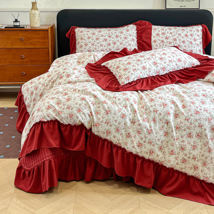 Floral Ruffled Bedding Set