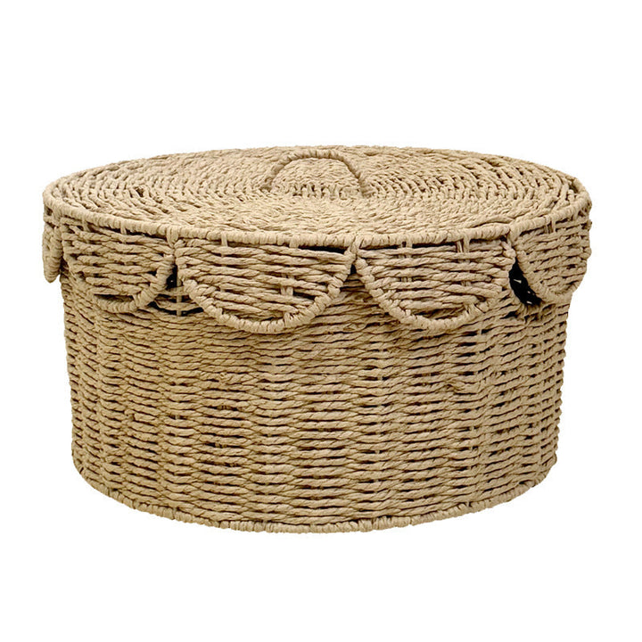 Decorative storage basket with lid