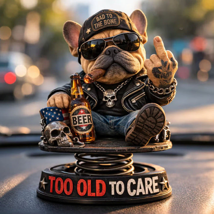 Decorative bulldog figure in rocker style