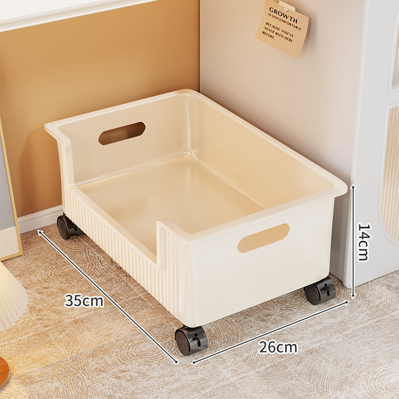Low-Profile Under-Bed Plastic Open-Front Storage Drawer with Cutout Handles