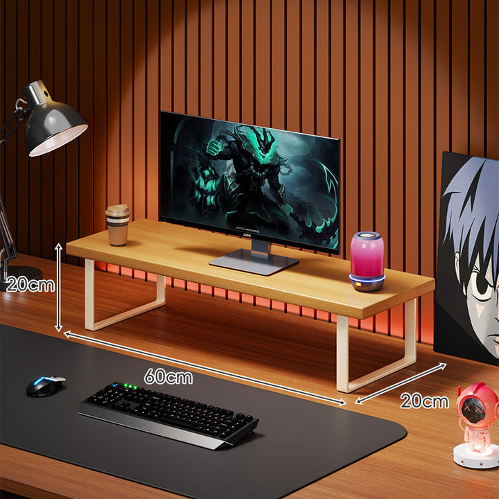 Solid Wood Monitor Riser with Minimal U-Frame Metal Legs