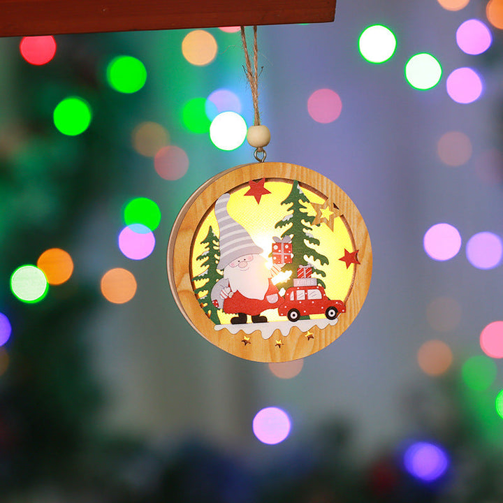 Decorative wooden star with Christmas motif