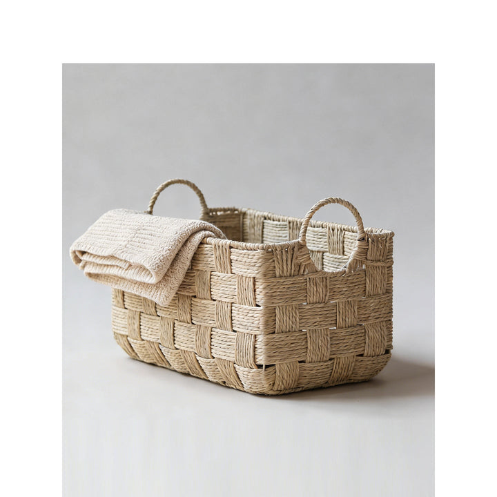 Handcrafted storage basket made of seagrass