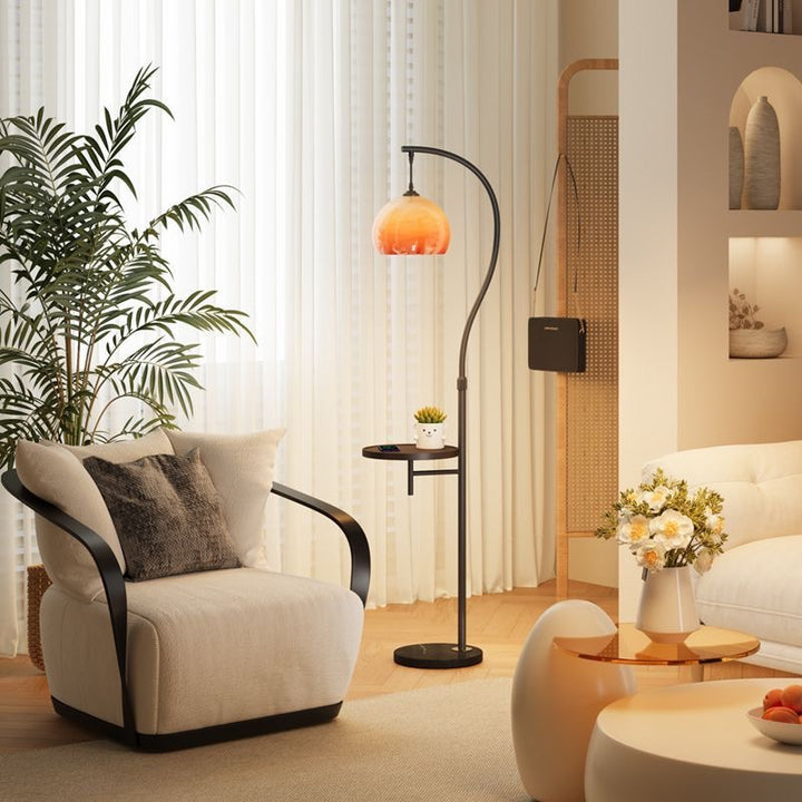 Modern Arc Floor Lamp with Shelf