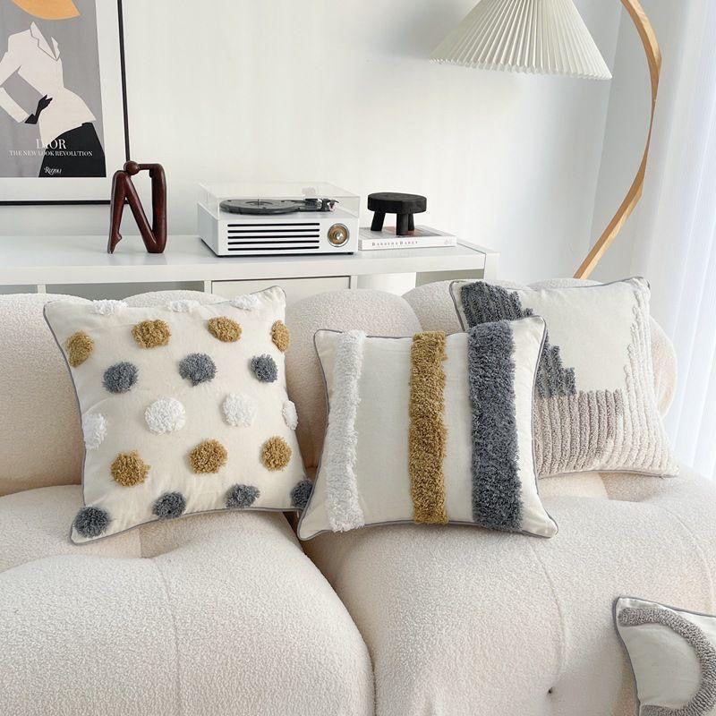 Textured Geometric Pattern Throw Pillow for Home Decor