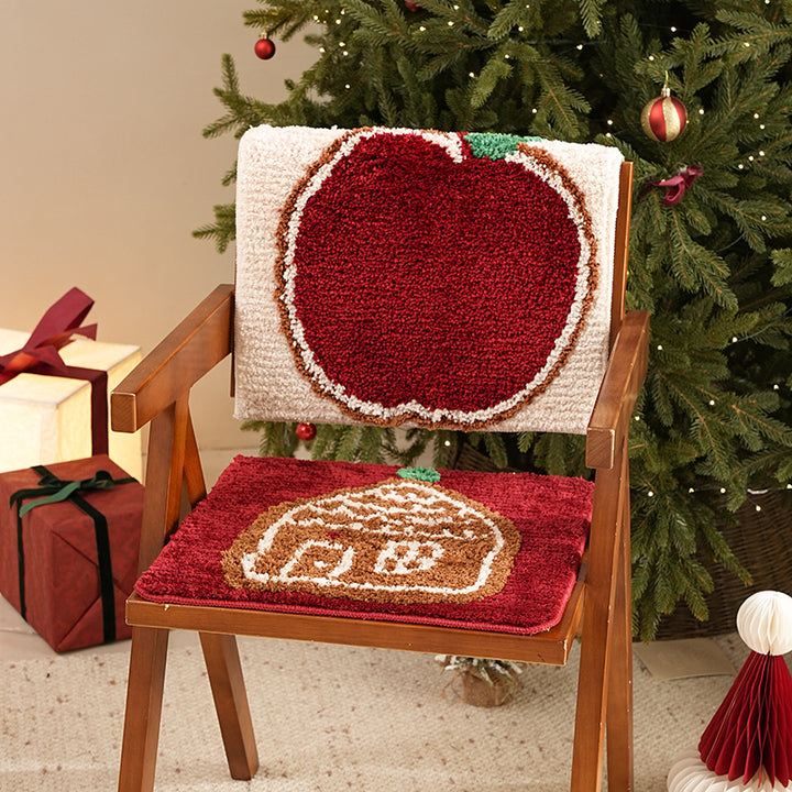 Smaller soft Christmas seat cushion and decoration rug with gingerbread house motif