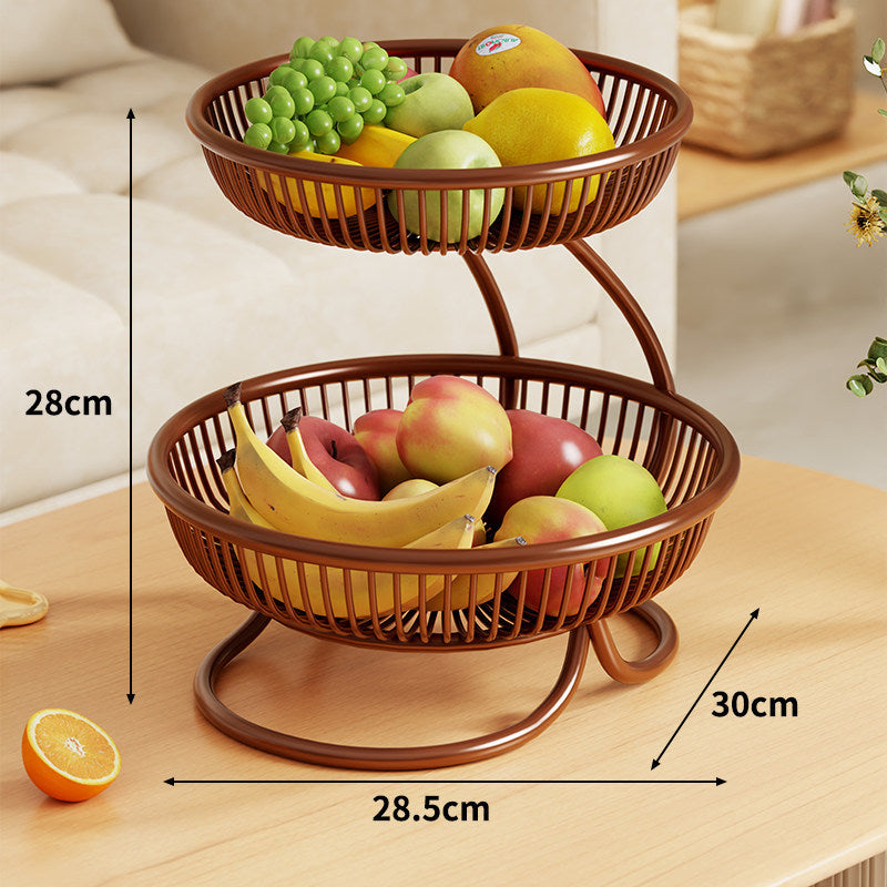 Tiered Metal Fruit Bowl Stand with Open Wire Ventilated Design