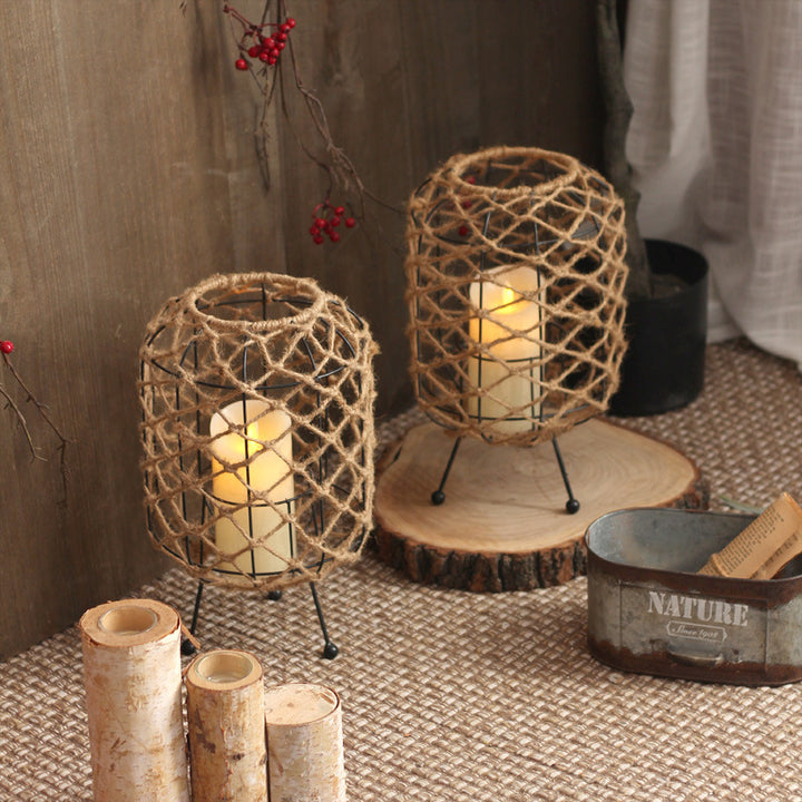 Decorative basket with natural fiber design